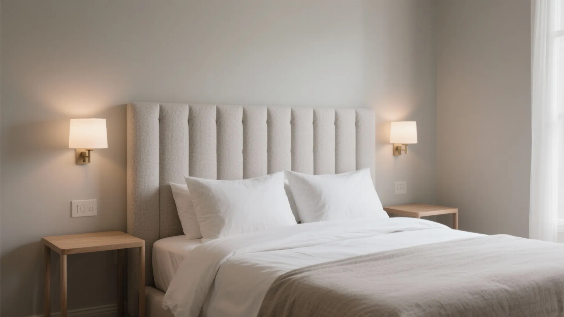 1) Slim Headboard Wall + Sconces