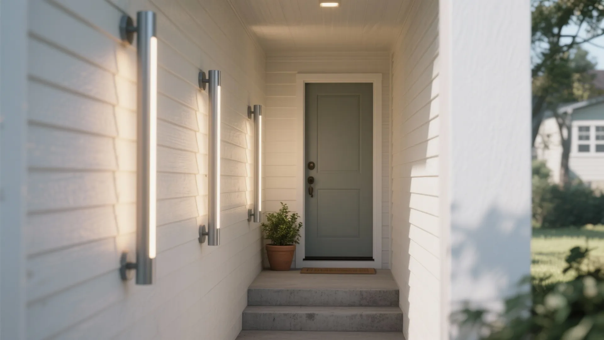 1. Slim Sconces for Narrow Porches