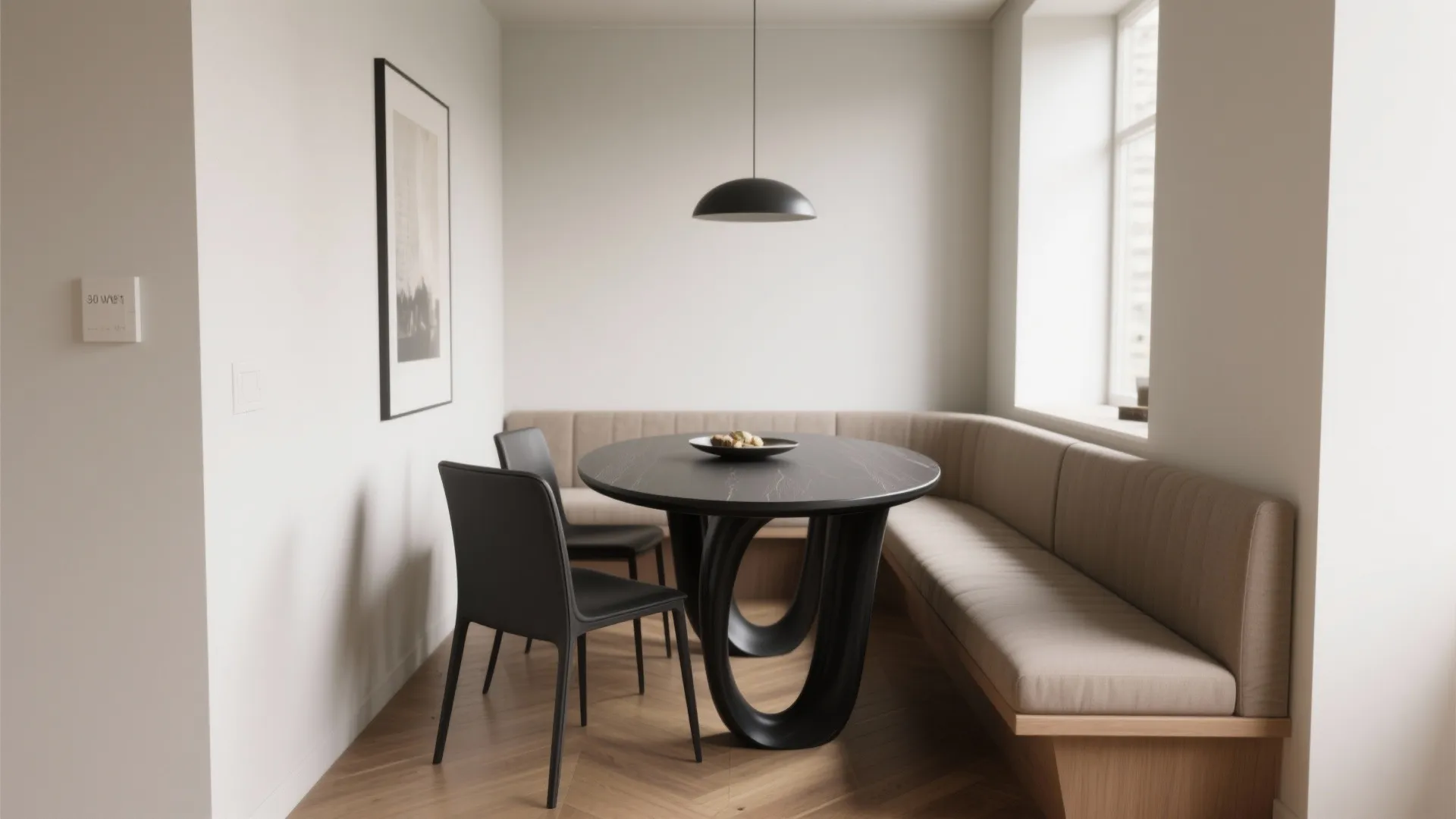 1. Go slim and sculpted for narrow dining nooks