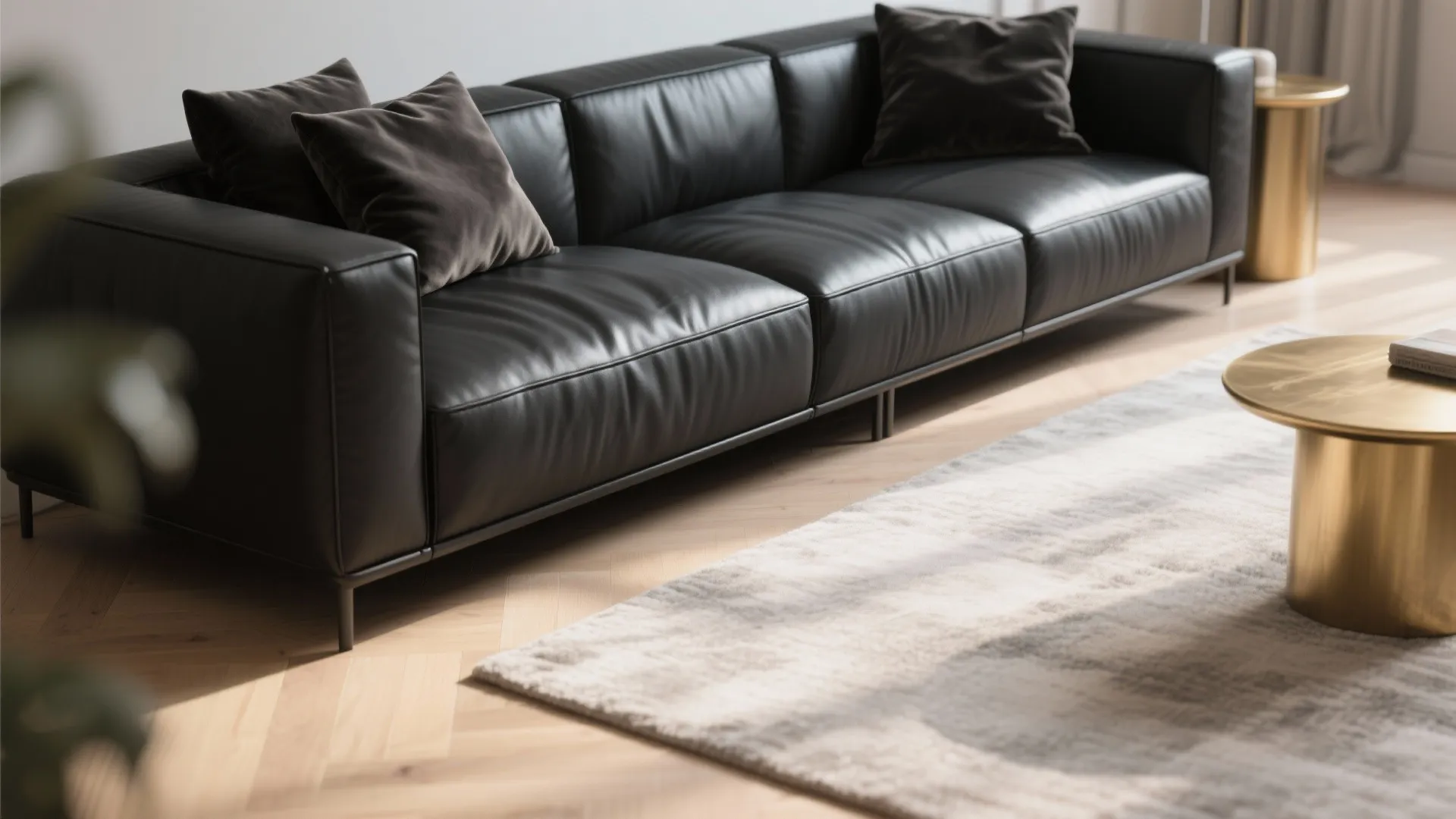 1. Slim-profile sectional with mixed textures