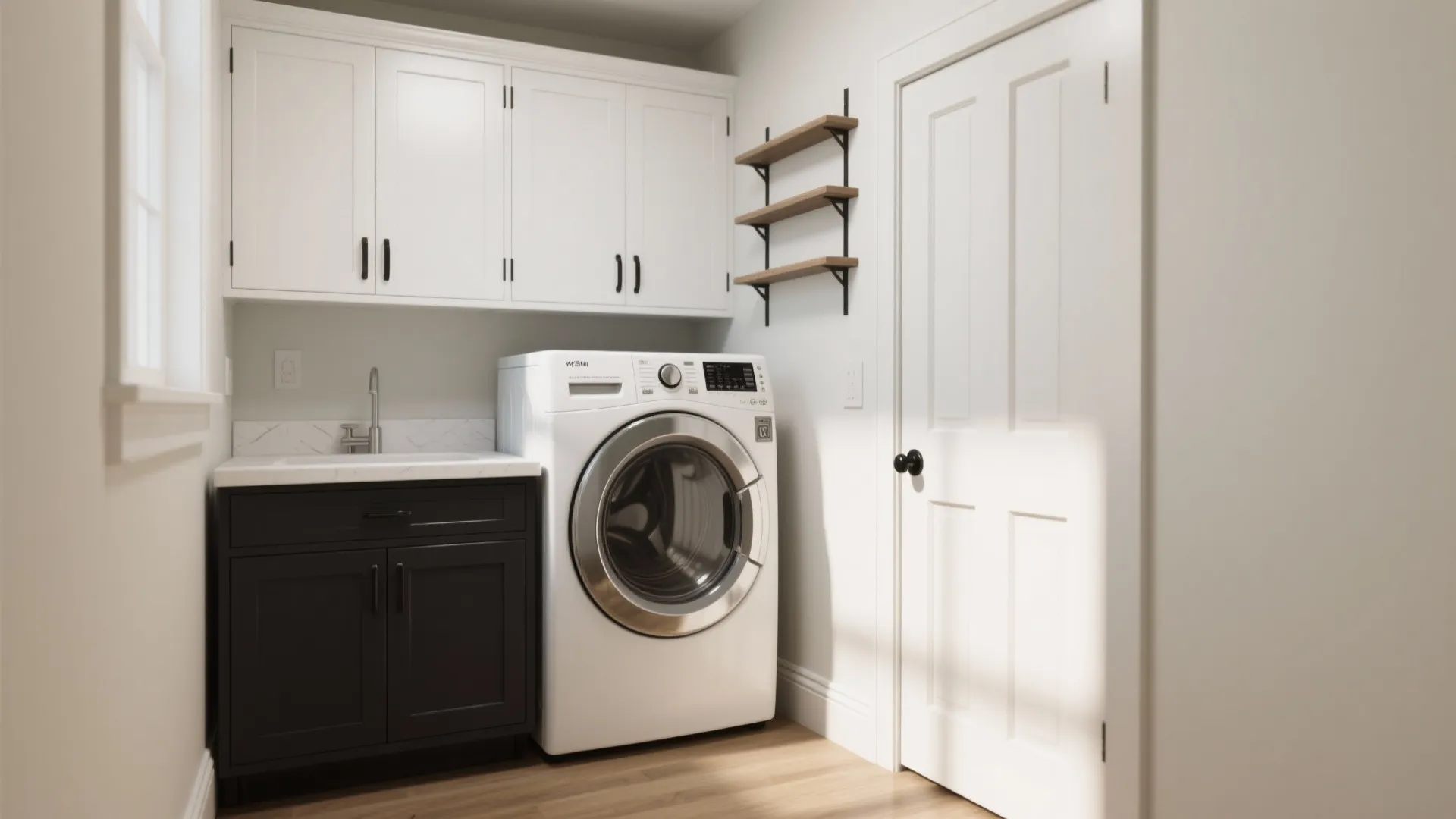 Monochrome Cabinets with Slim Shaker Profiles