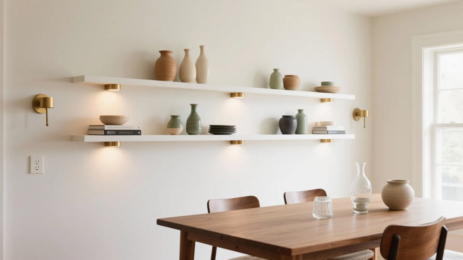 Add slim shelving for display and function