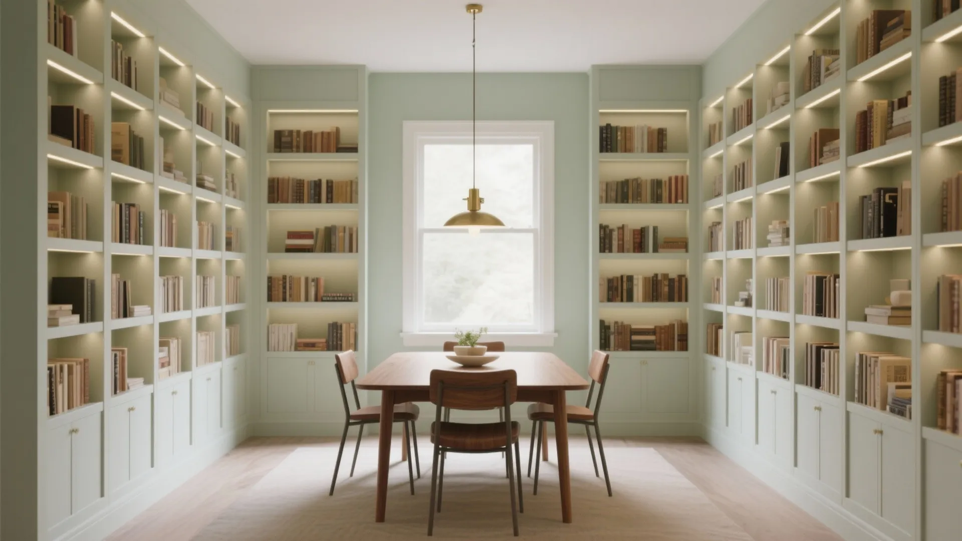 Wall-to-Wall Shelving with Slim Profiles