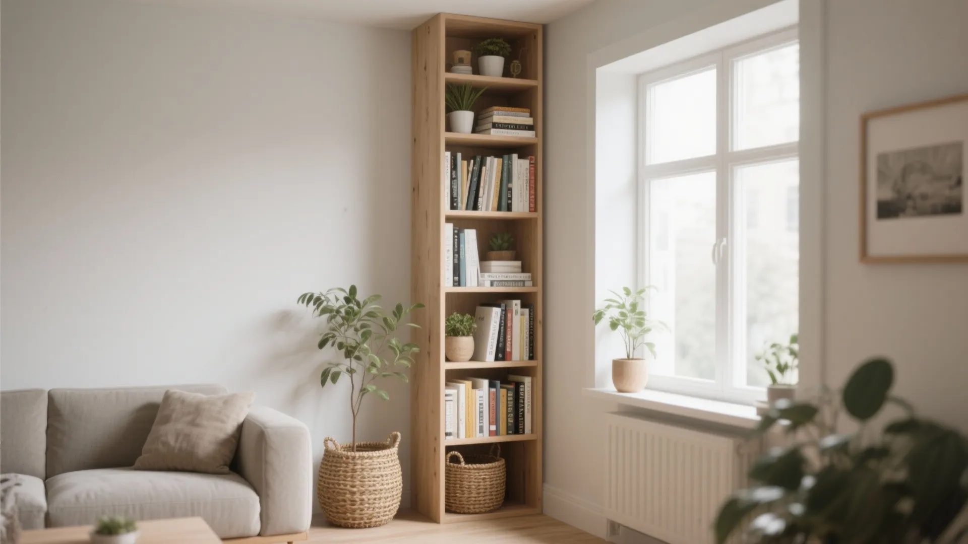 1. Slim floor-to-ceiling shelving