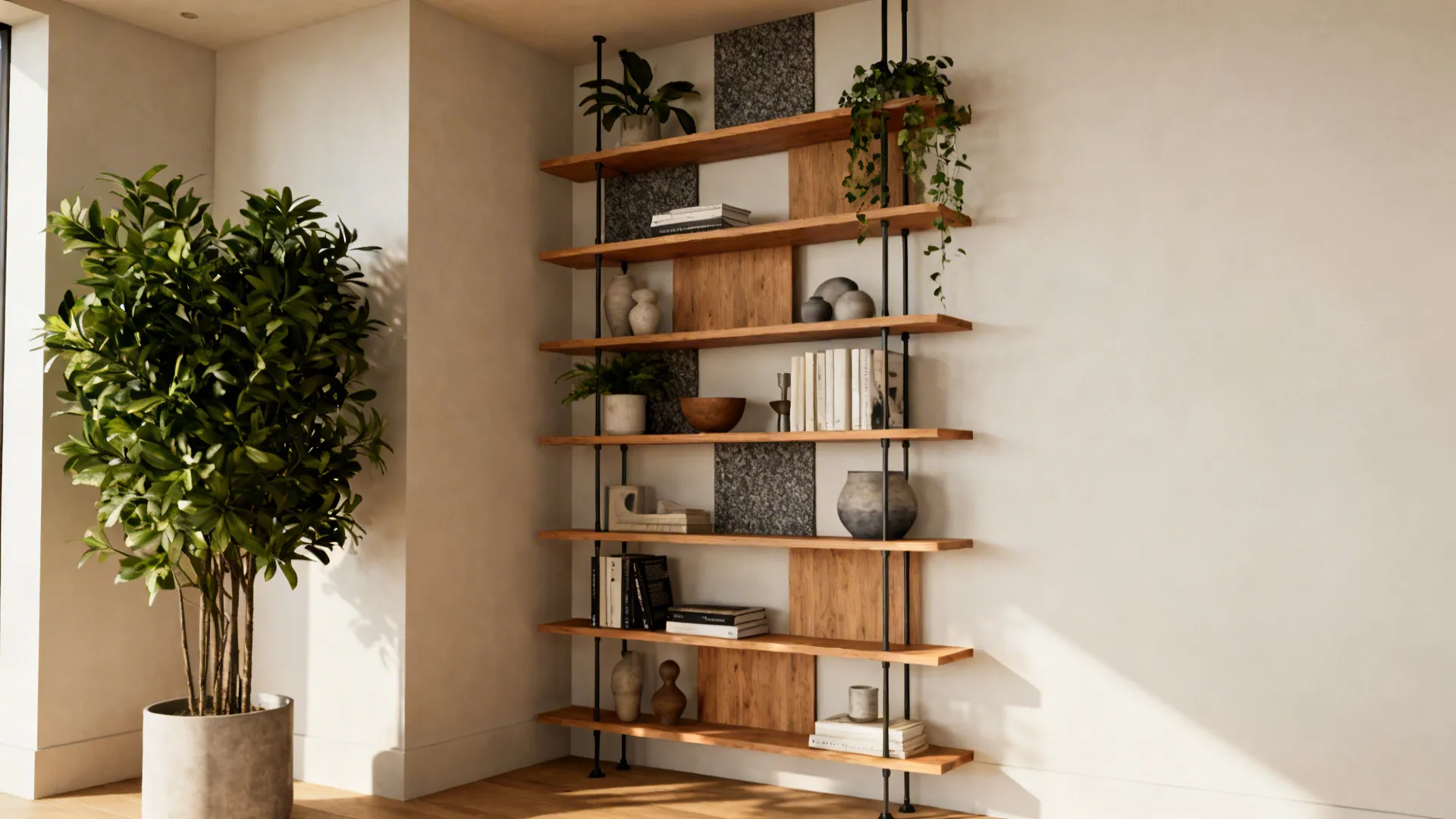 2. Slim Floor-to-Ceiling Shelving