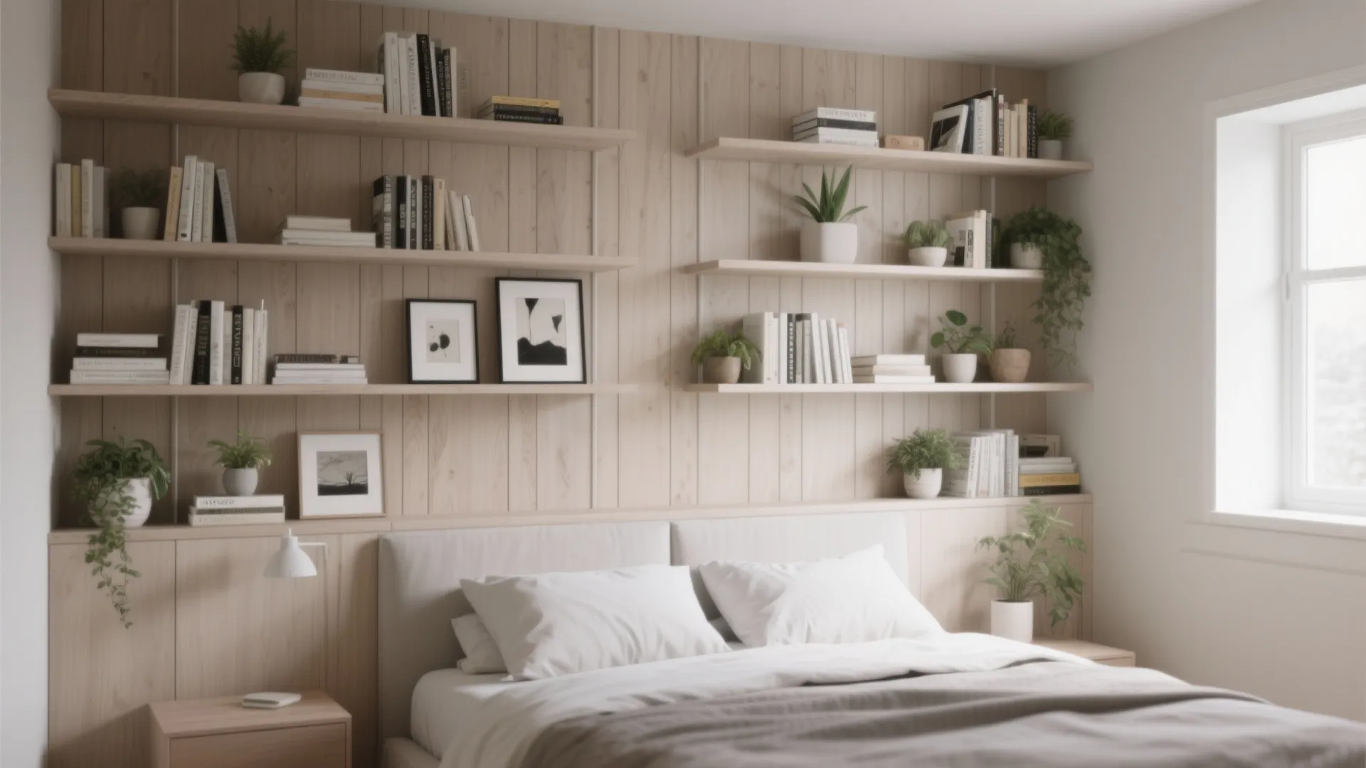 1. Floor-to-ceiling slim shelving