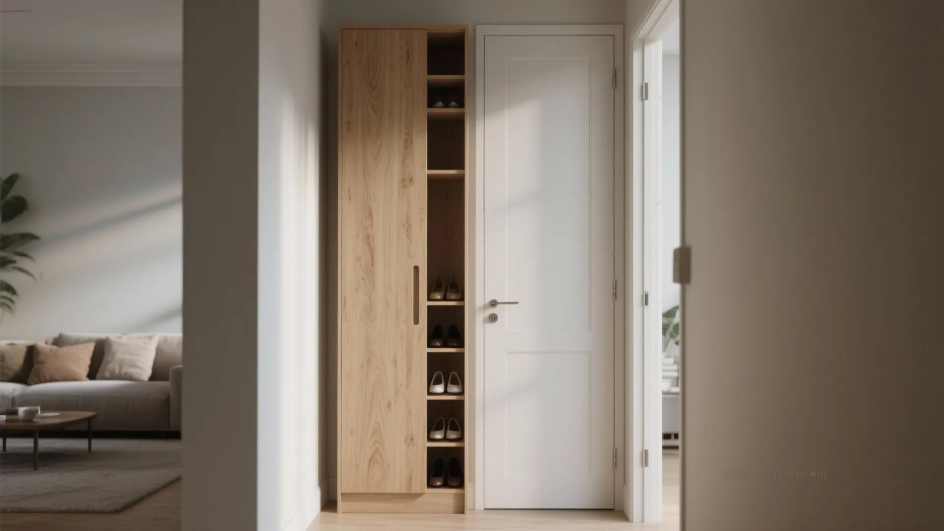 Slim Shoe-Style Cabinet with Full Doors