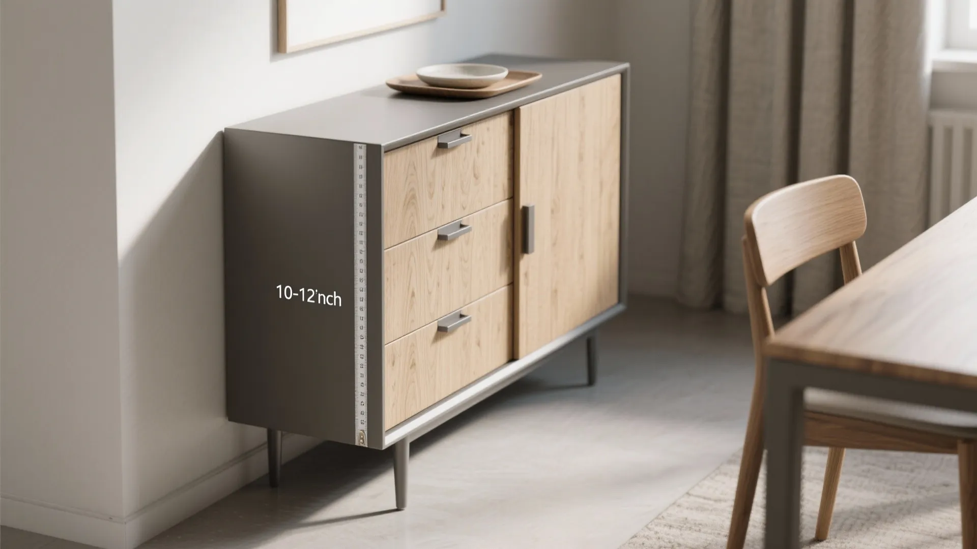 4. Slim sideboard or vertical storage