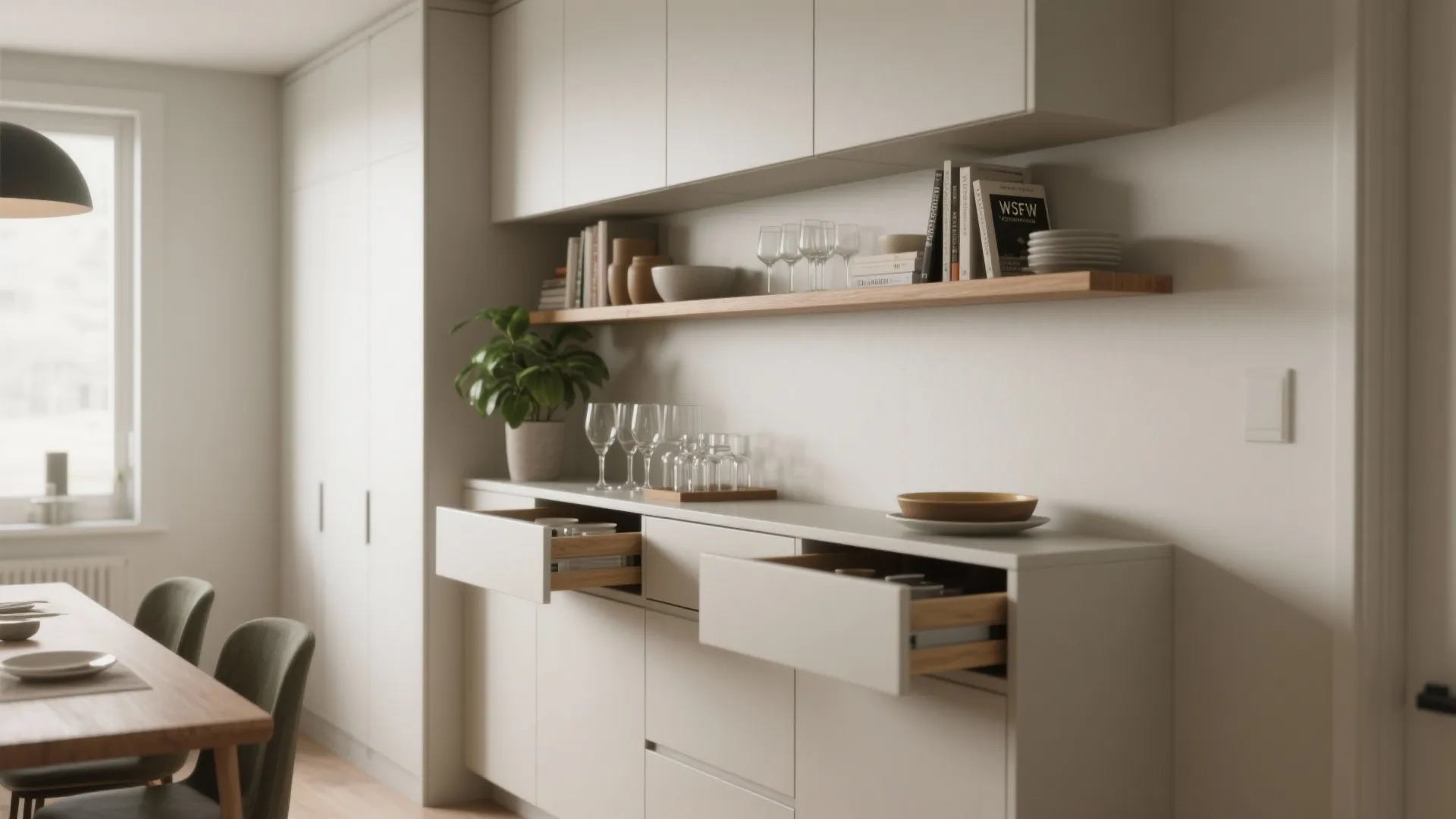 2. Slim sideboards and floating cabinets