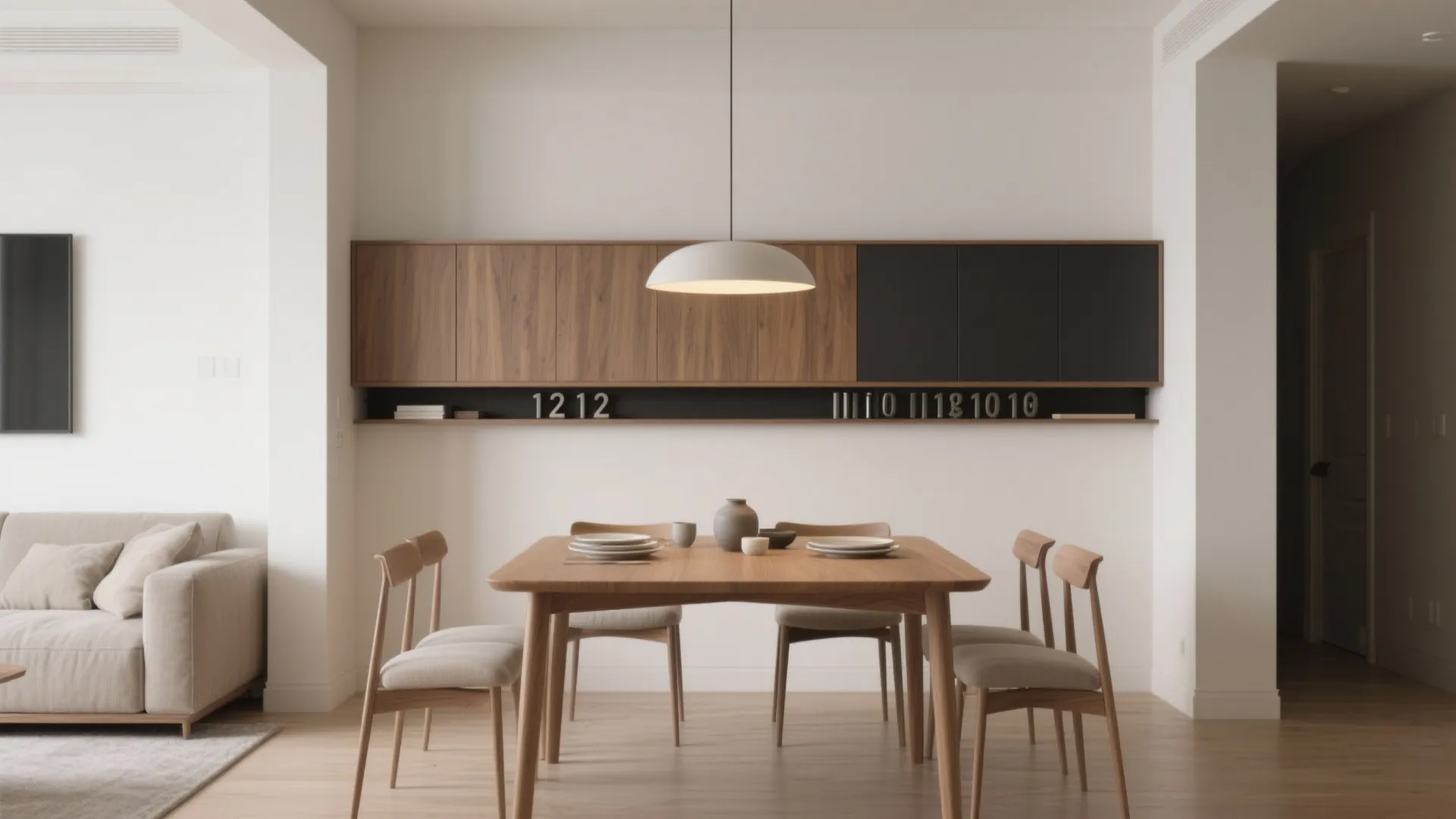 Minimal, concealed storage keeps the table clear