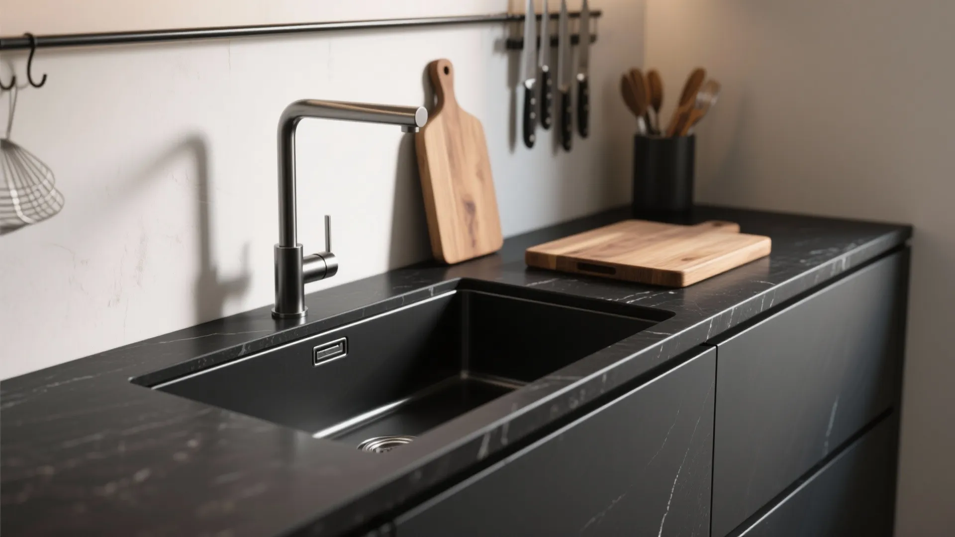 Idea 5: Keep profiles slim, integrate the sink, and organize vertically
