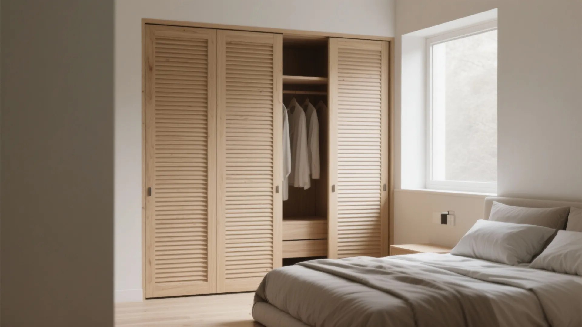 Tip 1: Slim Slat Bifold — modern, airy, minimal