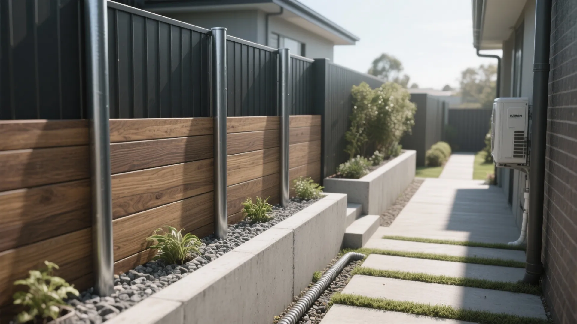 Slim Steel or Concrete Sleepers with a Timber Look