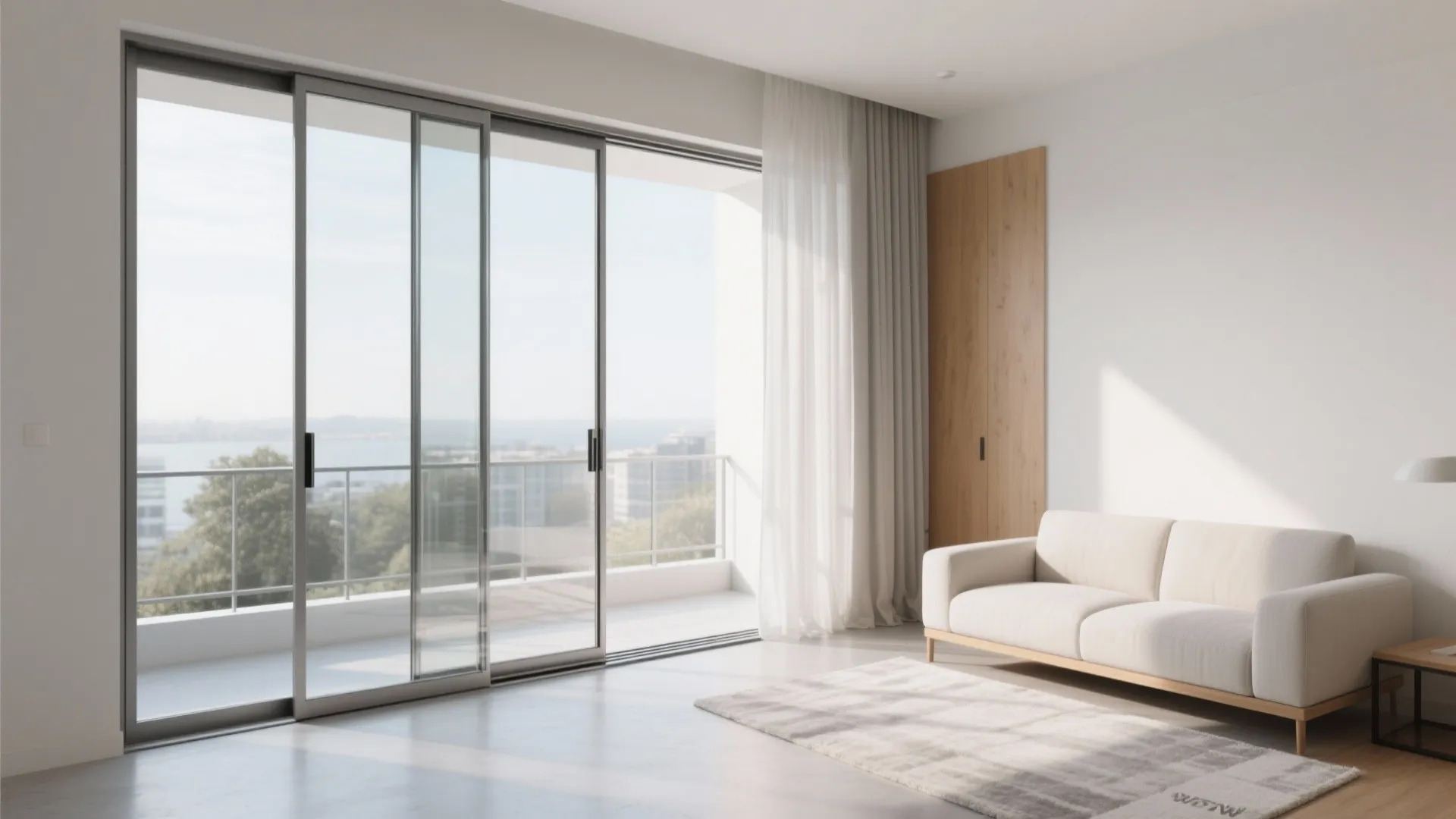 Frameless-look sliding double doors