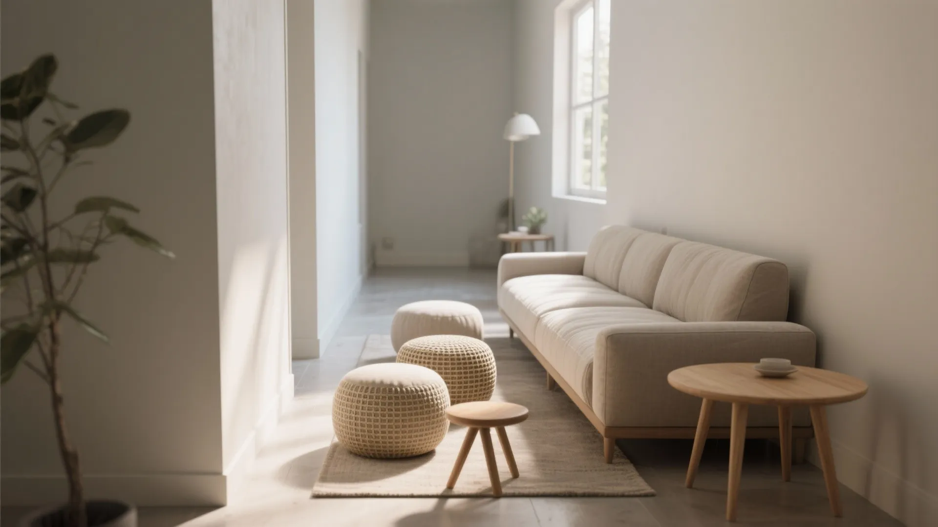 1. Choose a slim-profile sofa and mix seating