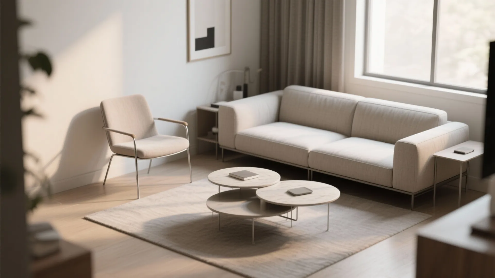 1. Slim Sofa + Accent Chair + Nesting Coffee Table