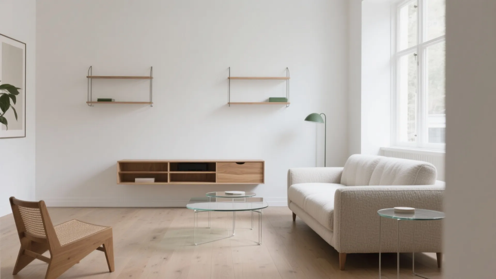 1) Slimline seating and floating storage