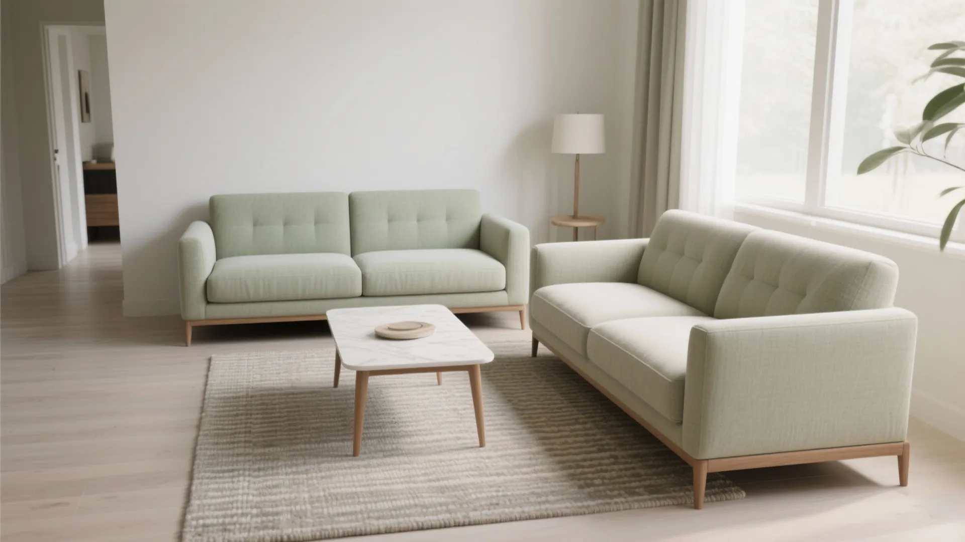 3) Asymmetrical Pairing: One Slim Sofa + One Loveseat