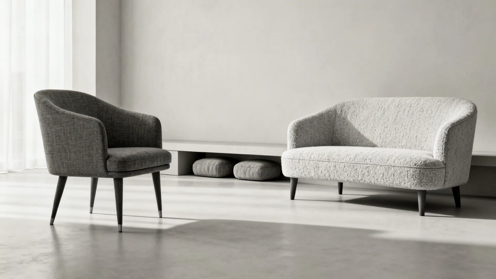 1. Choose one slim sofa and one compact loveseat