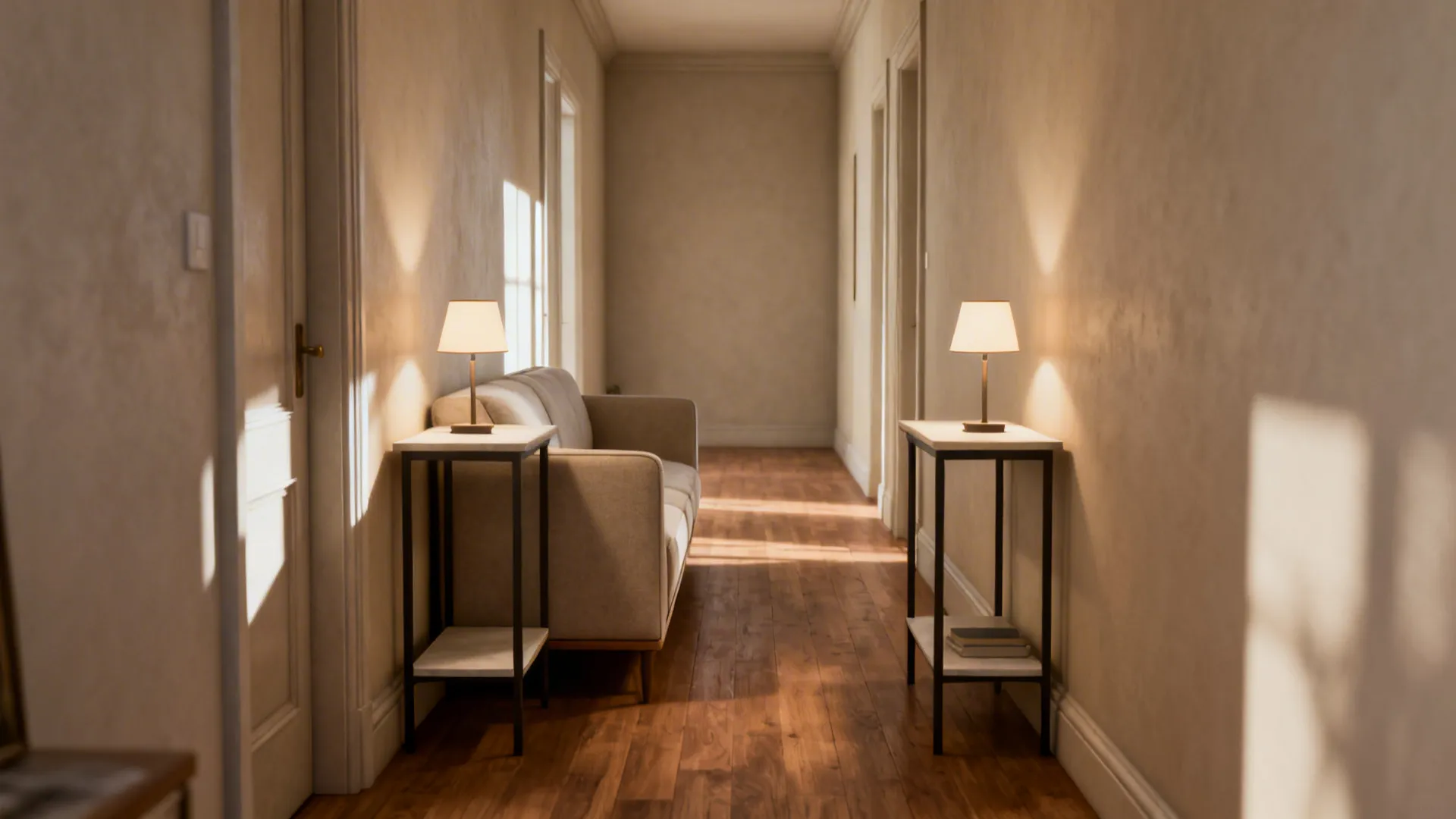 1. Slim Sofa + Narrow End Tables