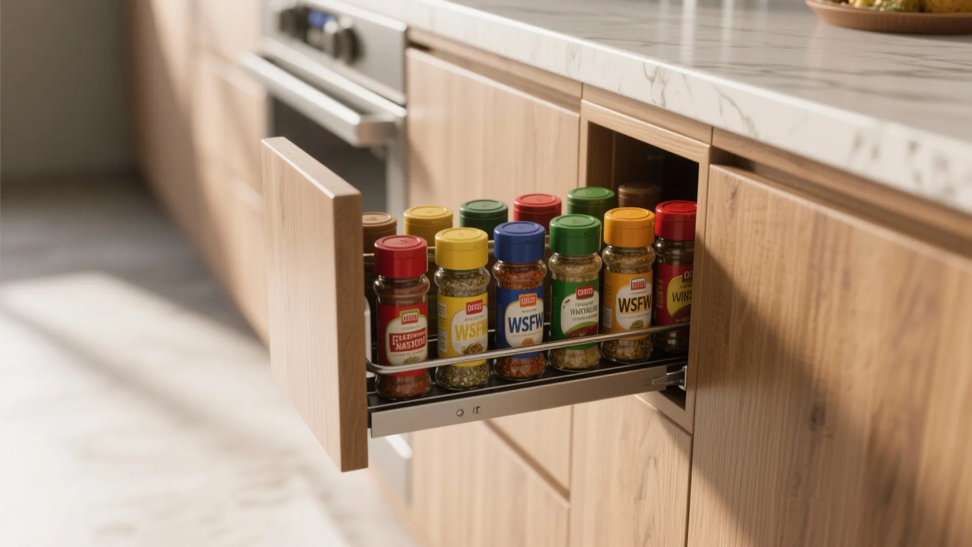 5. Slim Pull-Out Spice Rack