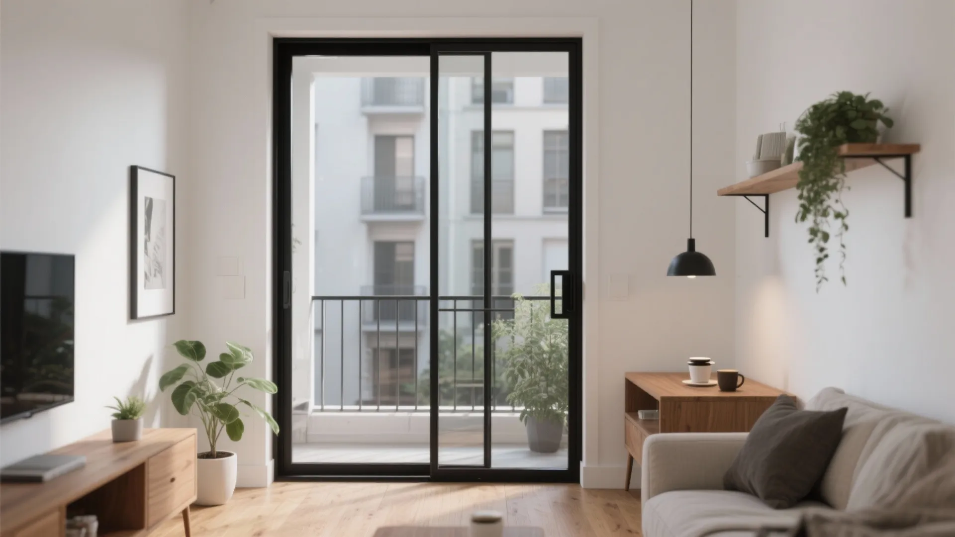 1) Slim Black Steel Frames with Clear Glass