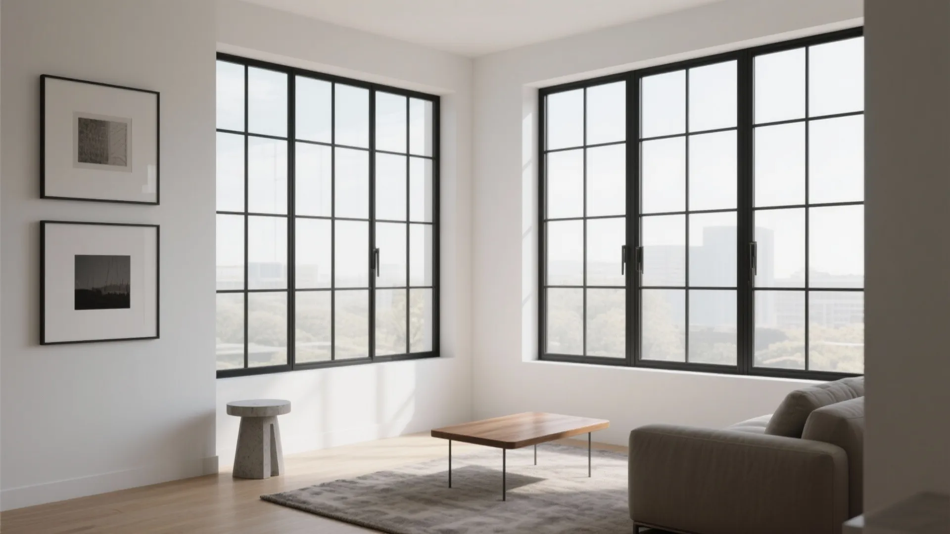 1) Slim Steel Mullions for Modern Lines