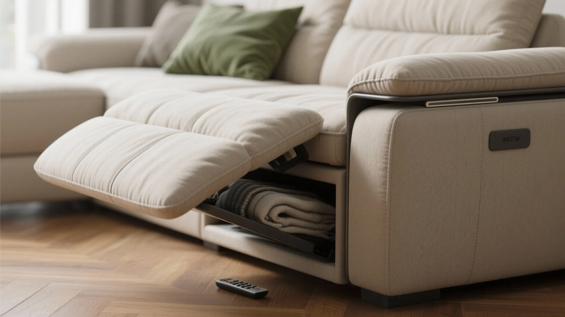 Slim-profile recliners with built-in storage