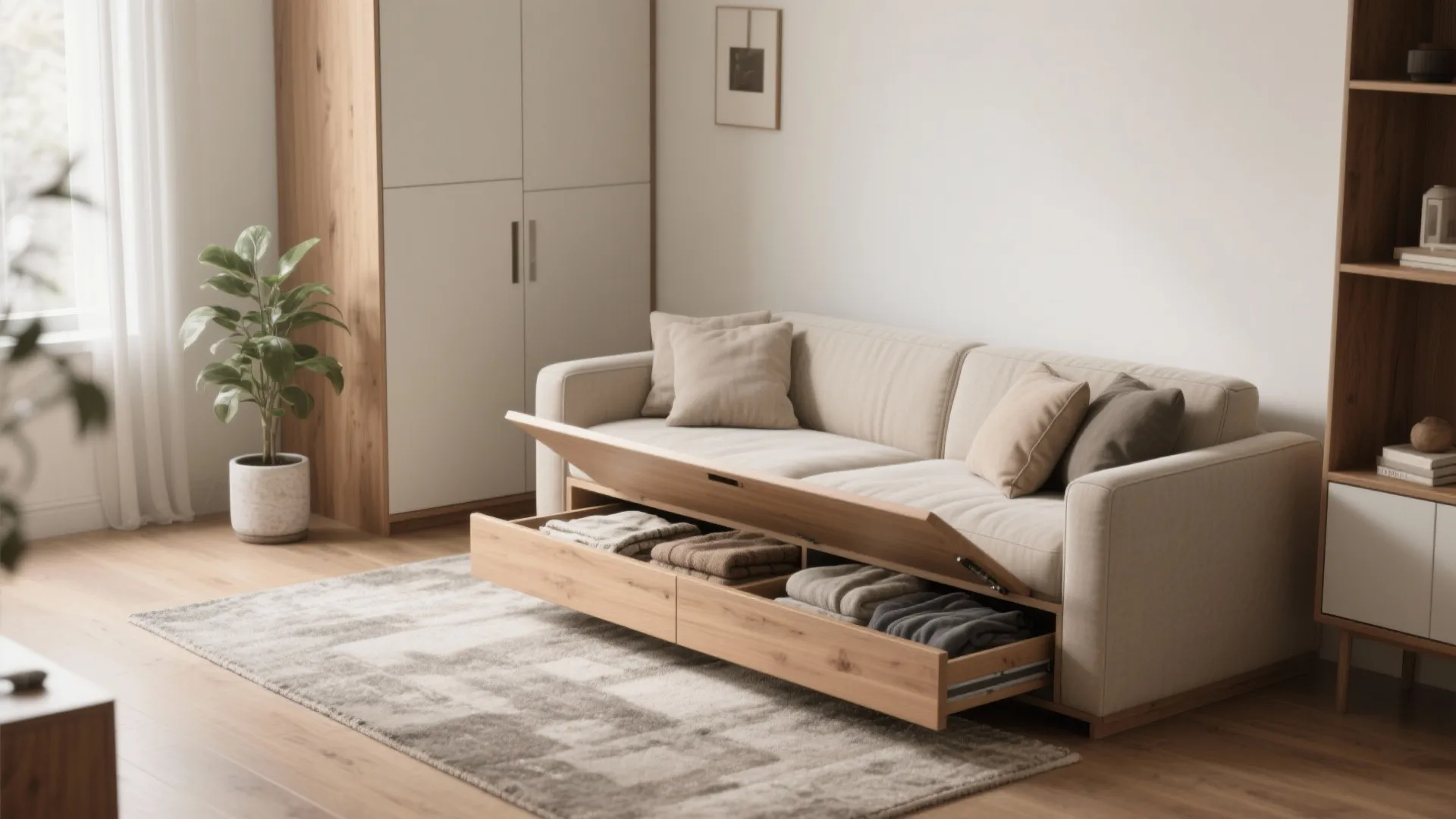 1. Choose slim-profile seating with hidden storage