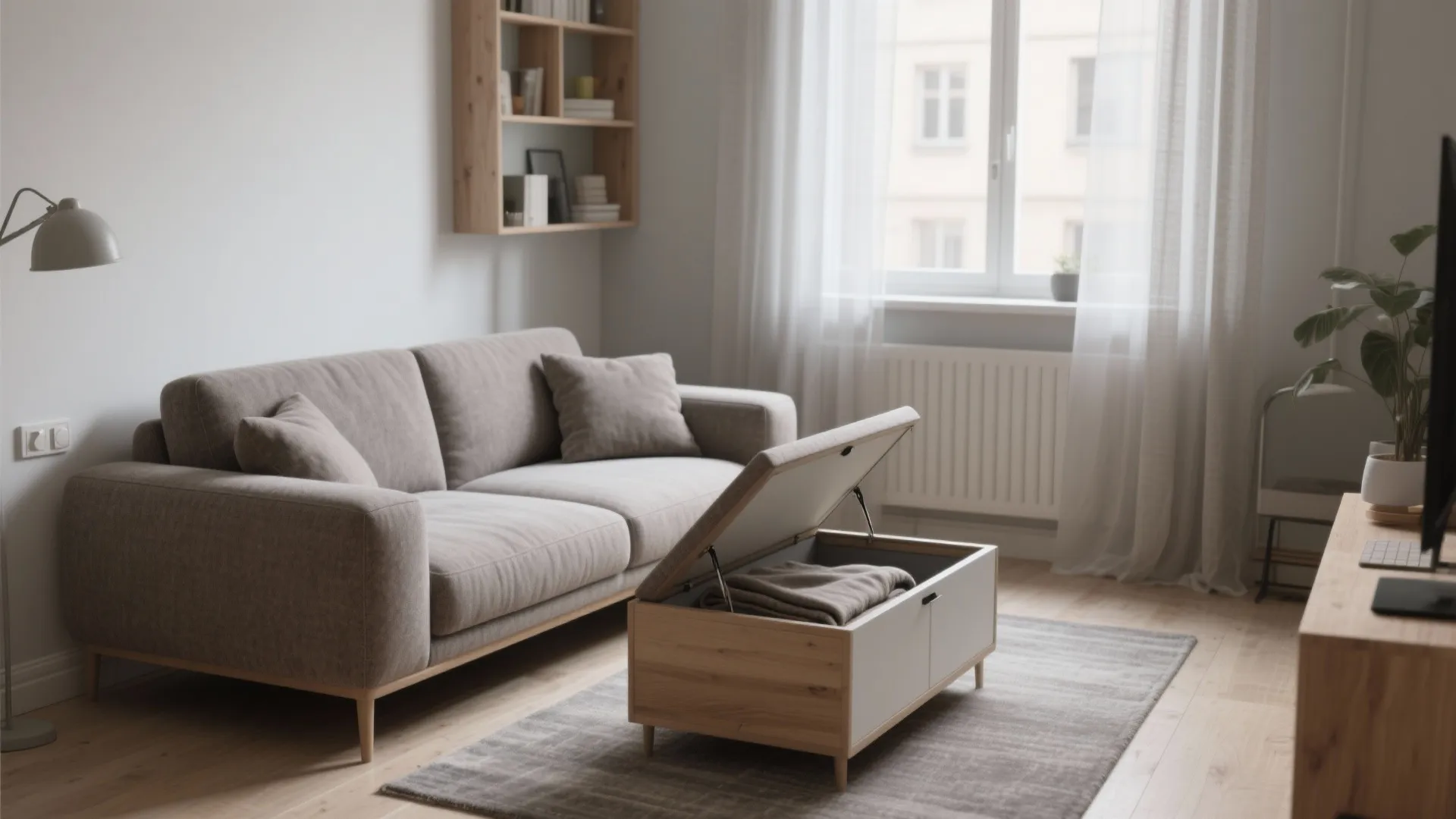 Slim Storage Ottomans in Layered Neutrals