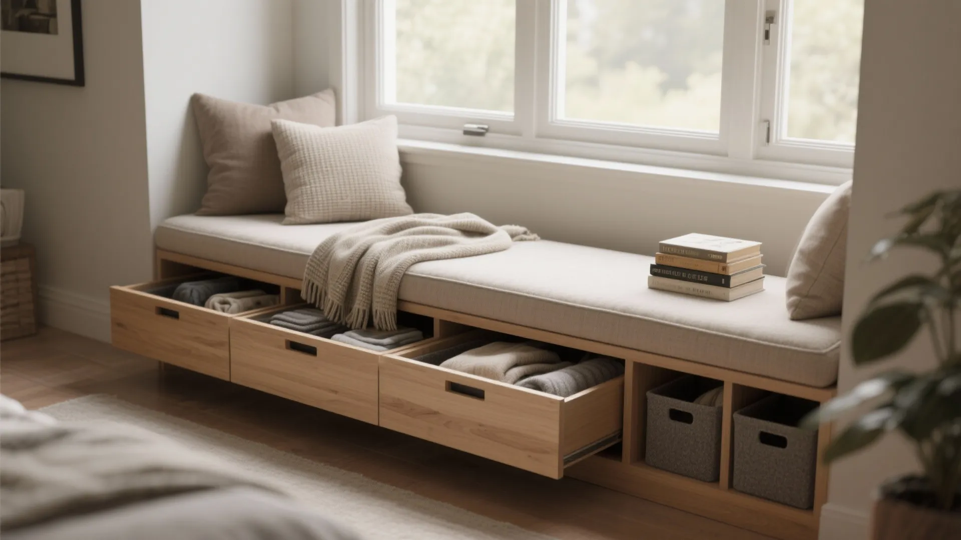 1. Slim Storage Bench under the Window