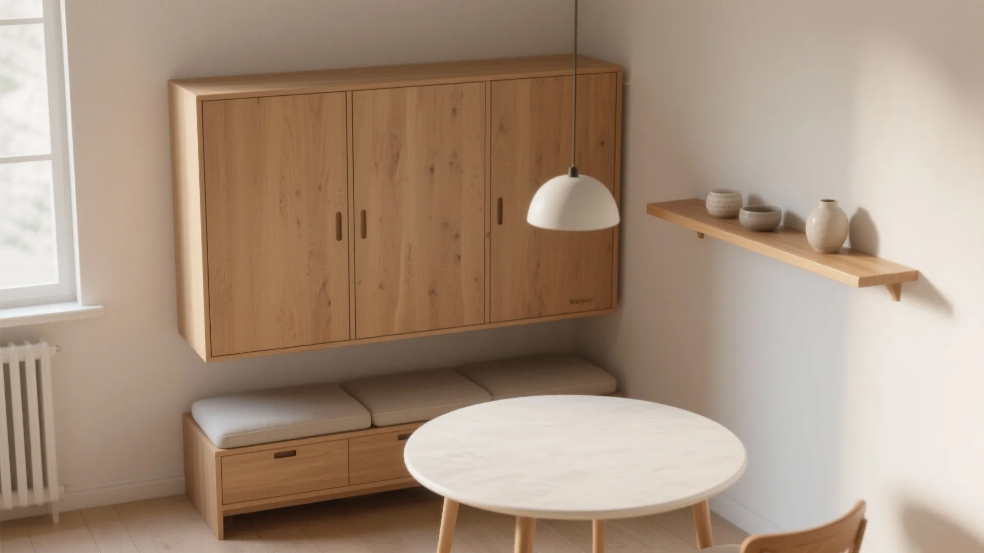 Slim Storage: Benches, Buffets, and Wall-Mounted Shelves