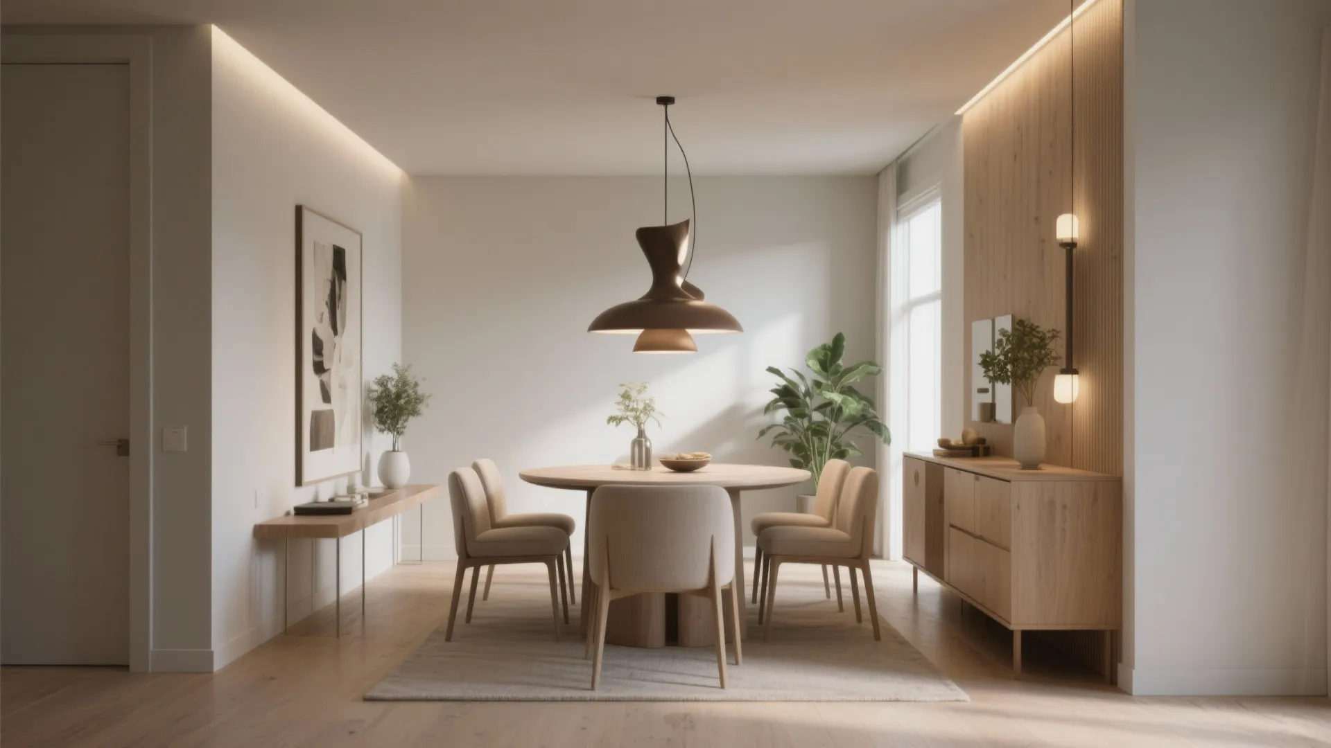 2. Slim furniture and a statement light