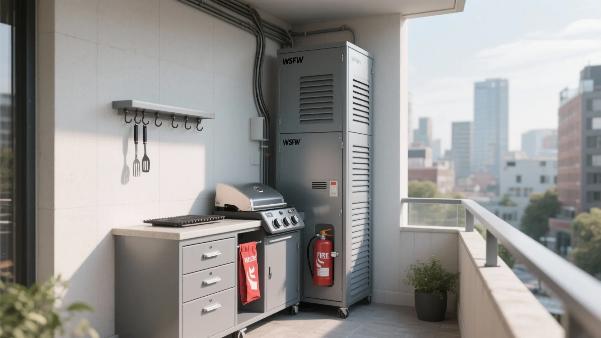 Slim Storage Tower and Fire-Safe Clearances