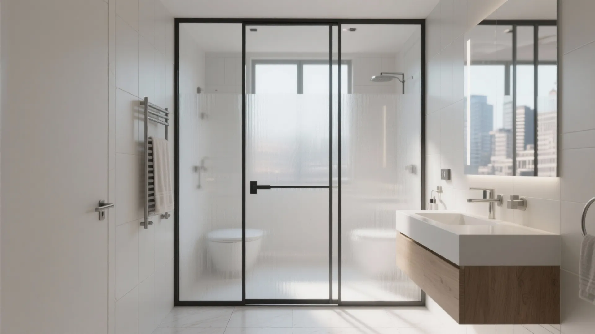 1) Slim aluminium-framed glass swing door