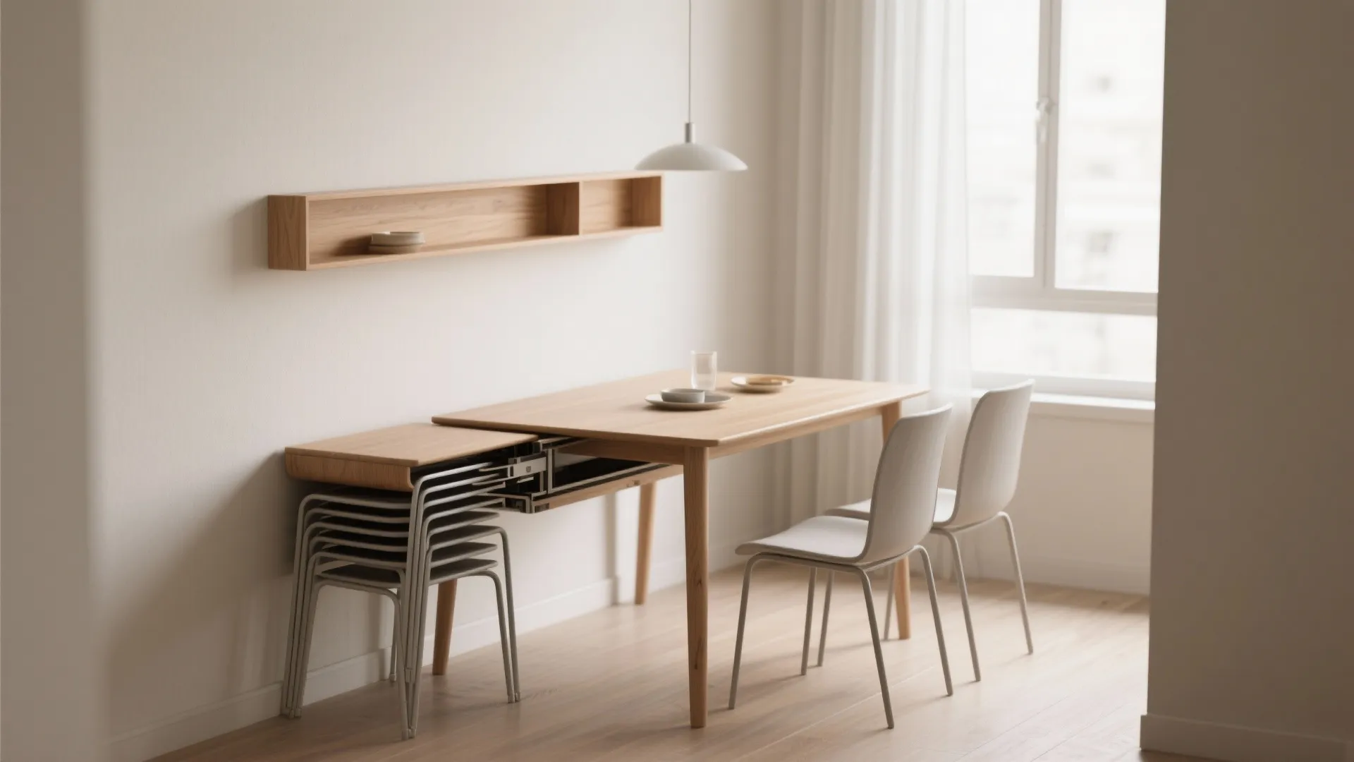 2. Use a slim extendable dining table
