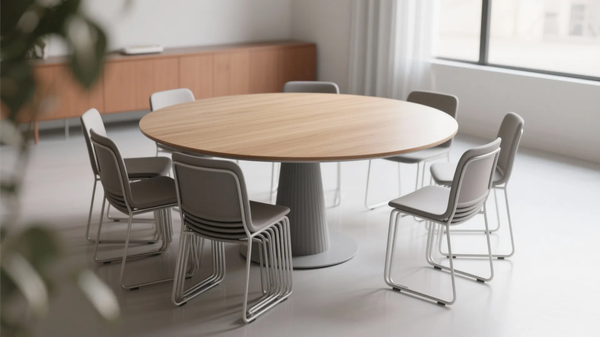 5. Slim-profile table with stackable chairs