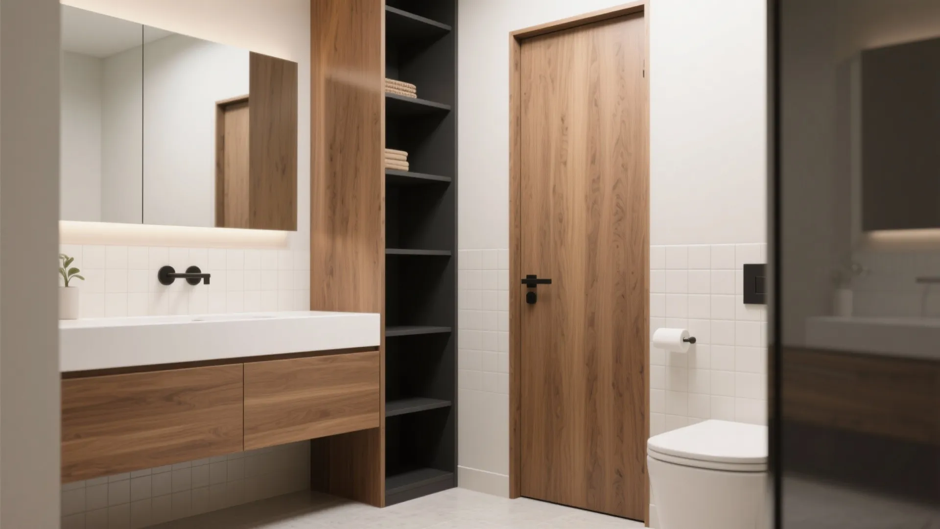 Slim Vertical Cupboard Tower by the Vanity