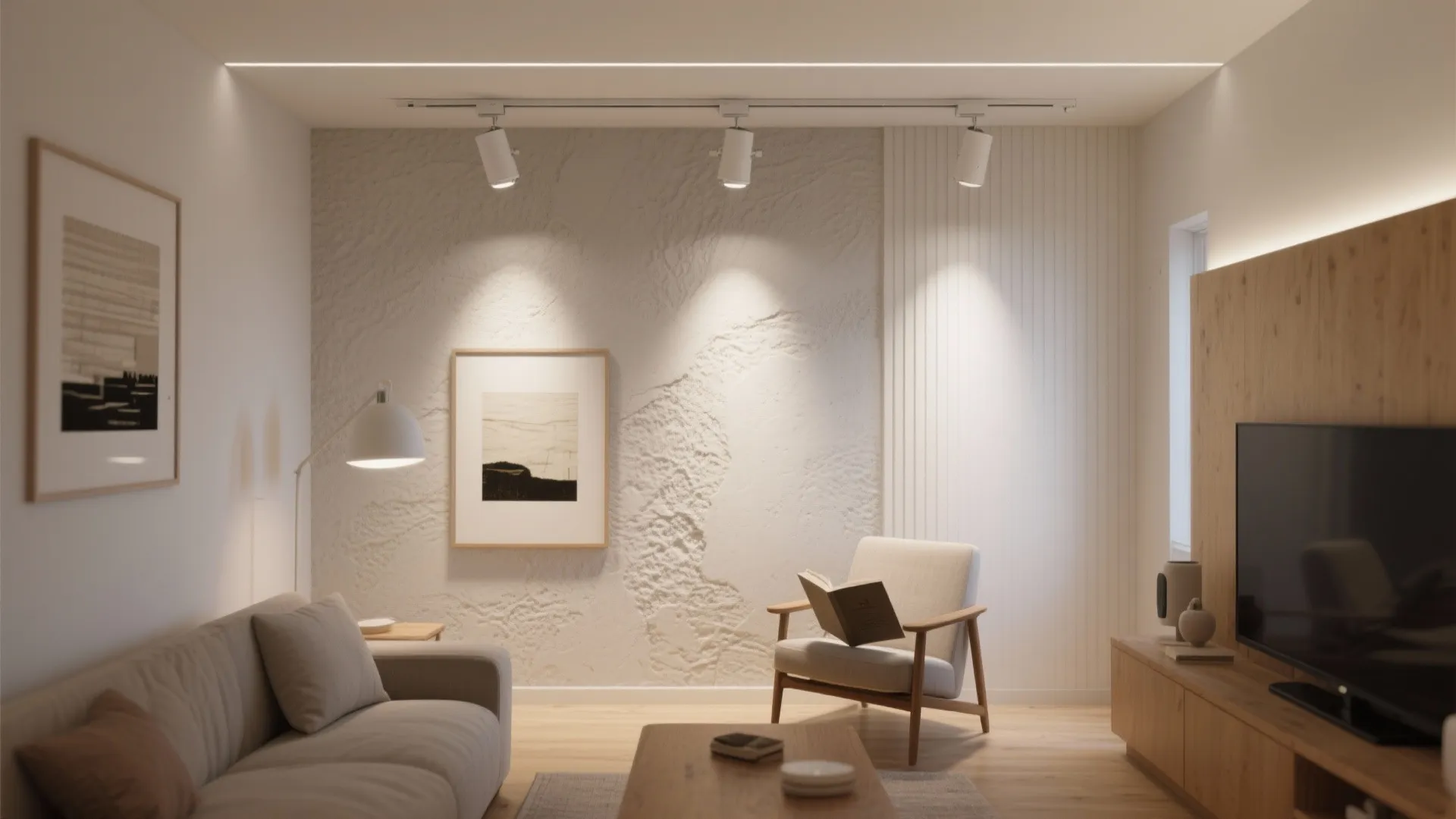 Slim track lighting for flexible layers