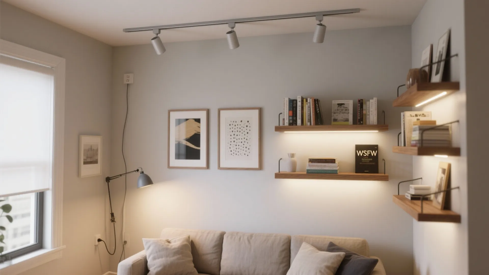 Slim tracks, plug-in sconces, and lit shelves that don’t eat space