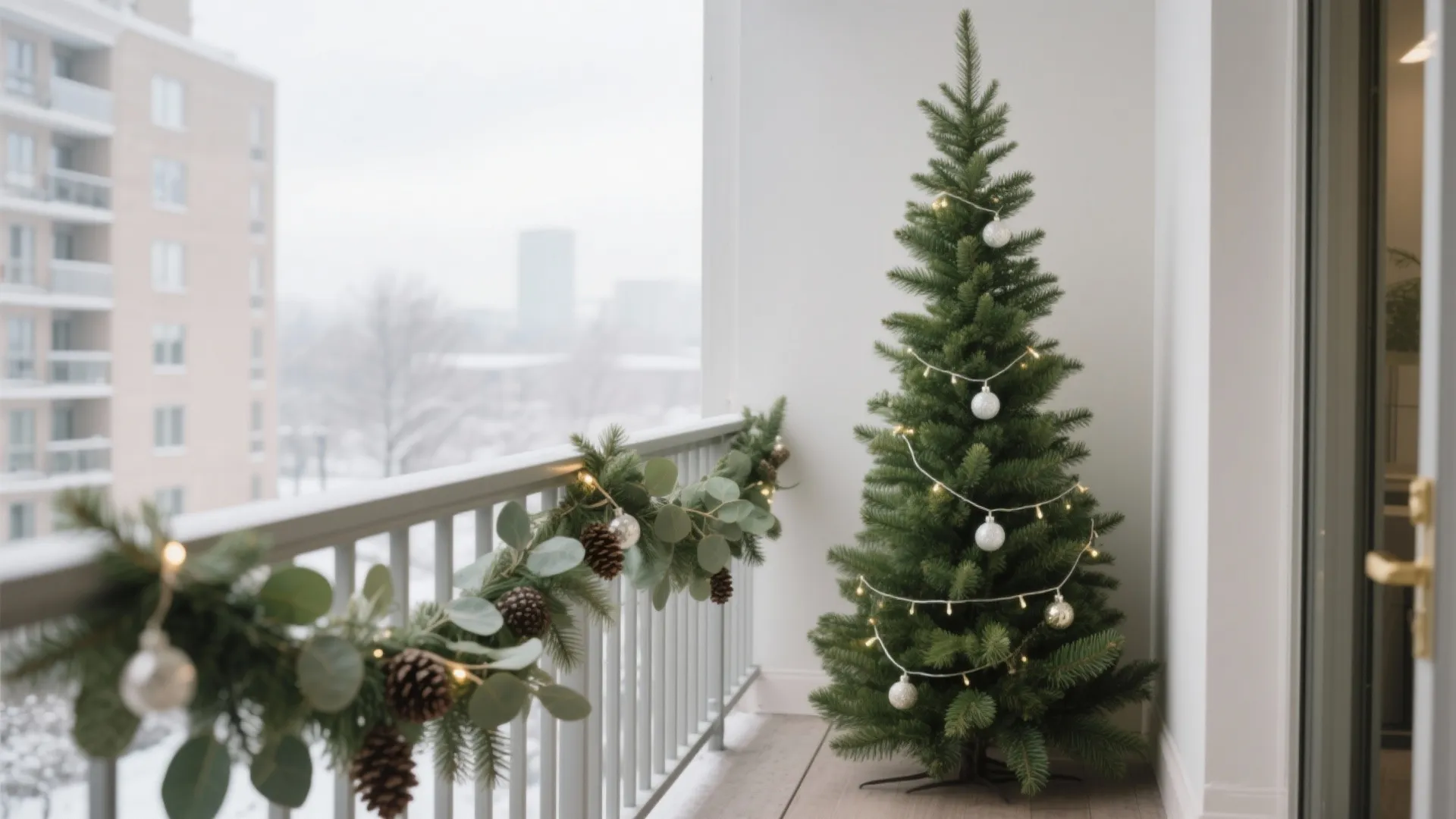 Vertical Greenery: Slim Trees and Rail Garlands