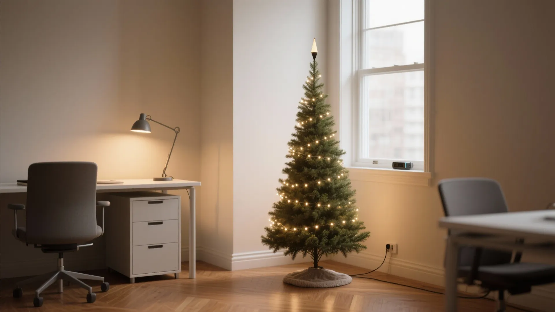 1. Slim vertical tree with layered lighting
