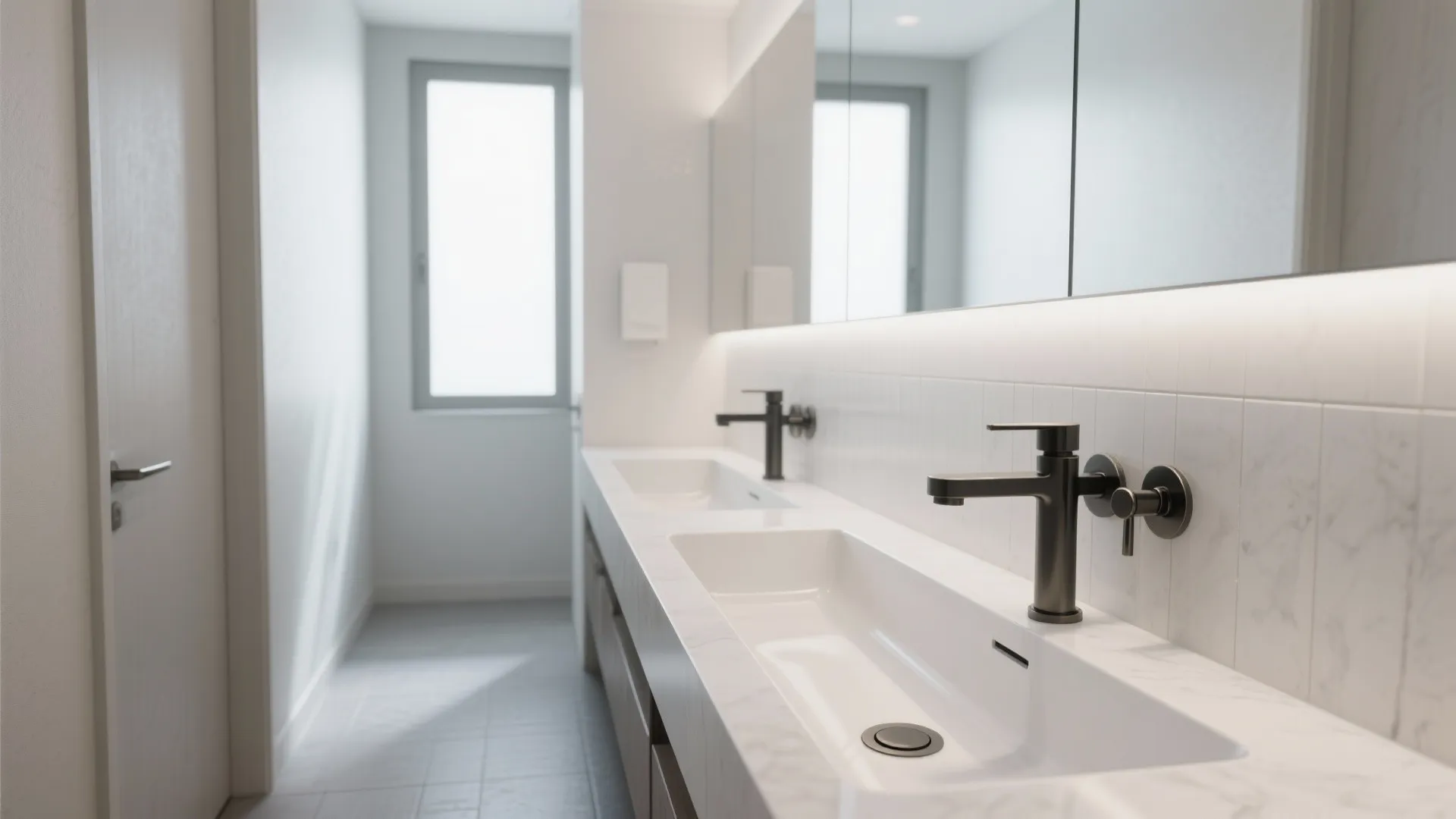 Slim trough sink for two in tight quarters