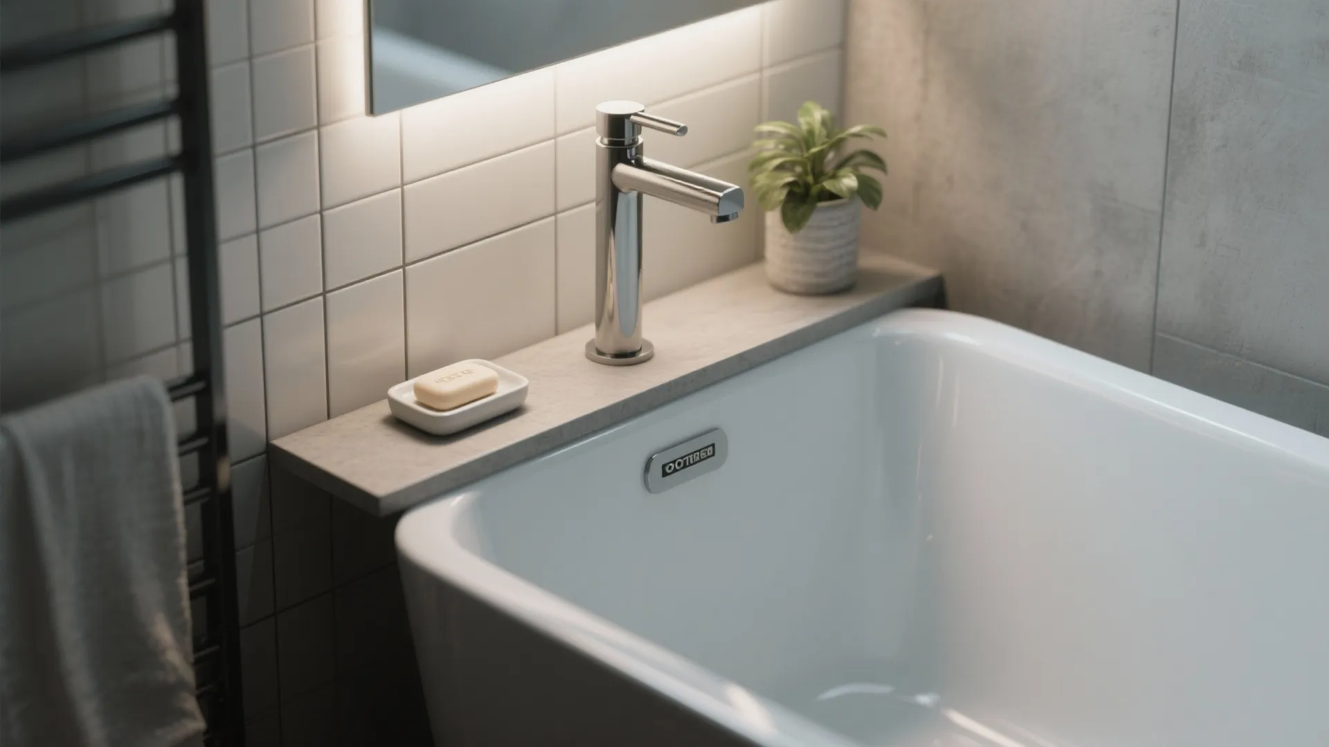 1. Slim Freestanding Tub for Narrow Layouts