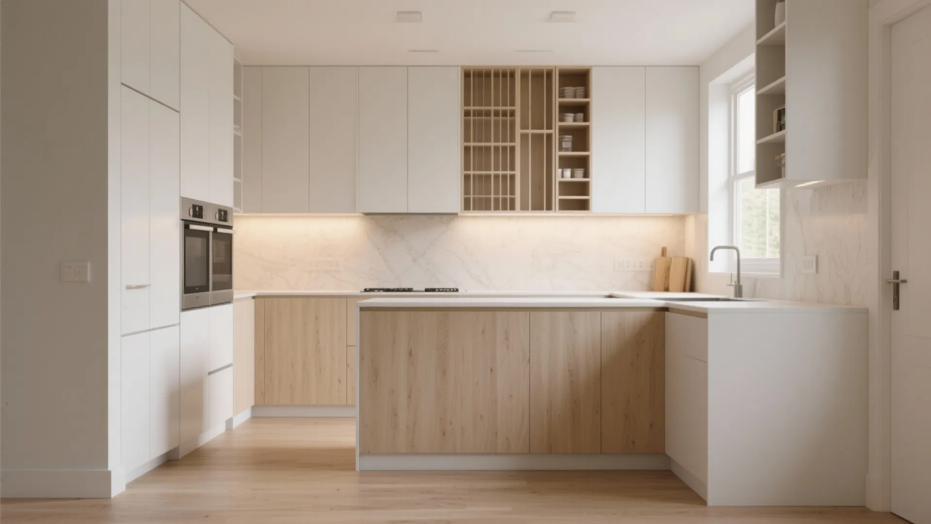 1. Slim U with shallow cabinetry