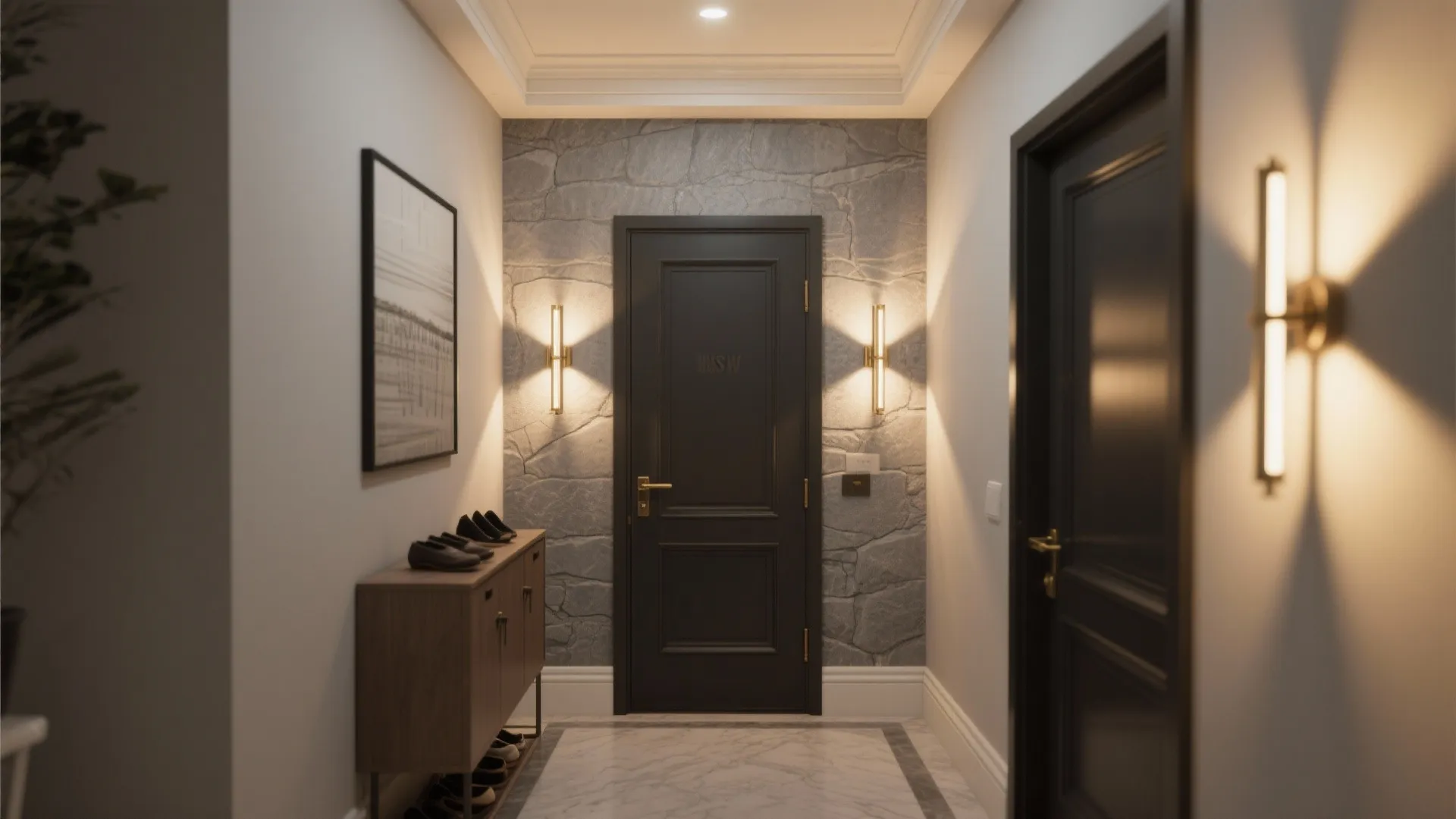 Slim up/down sconces for vertical rhythm