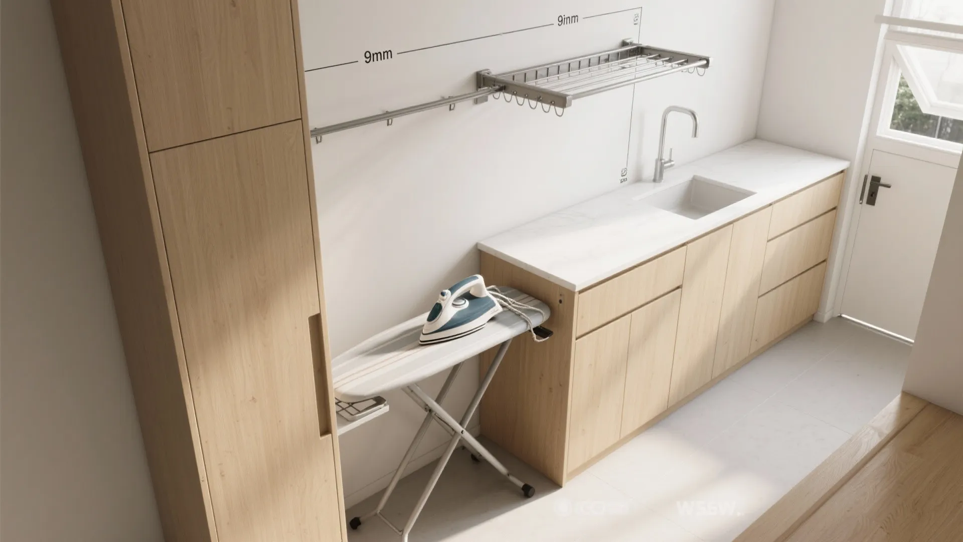 3. Slim Utility Wall and Retractable Drying