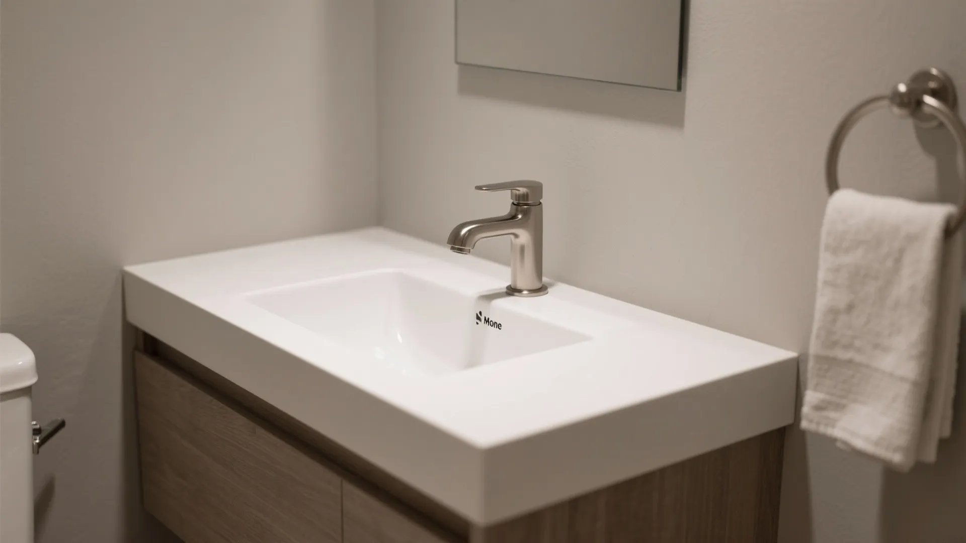 1. Slim vanity, bold faucet contrast