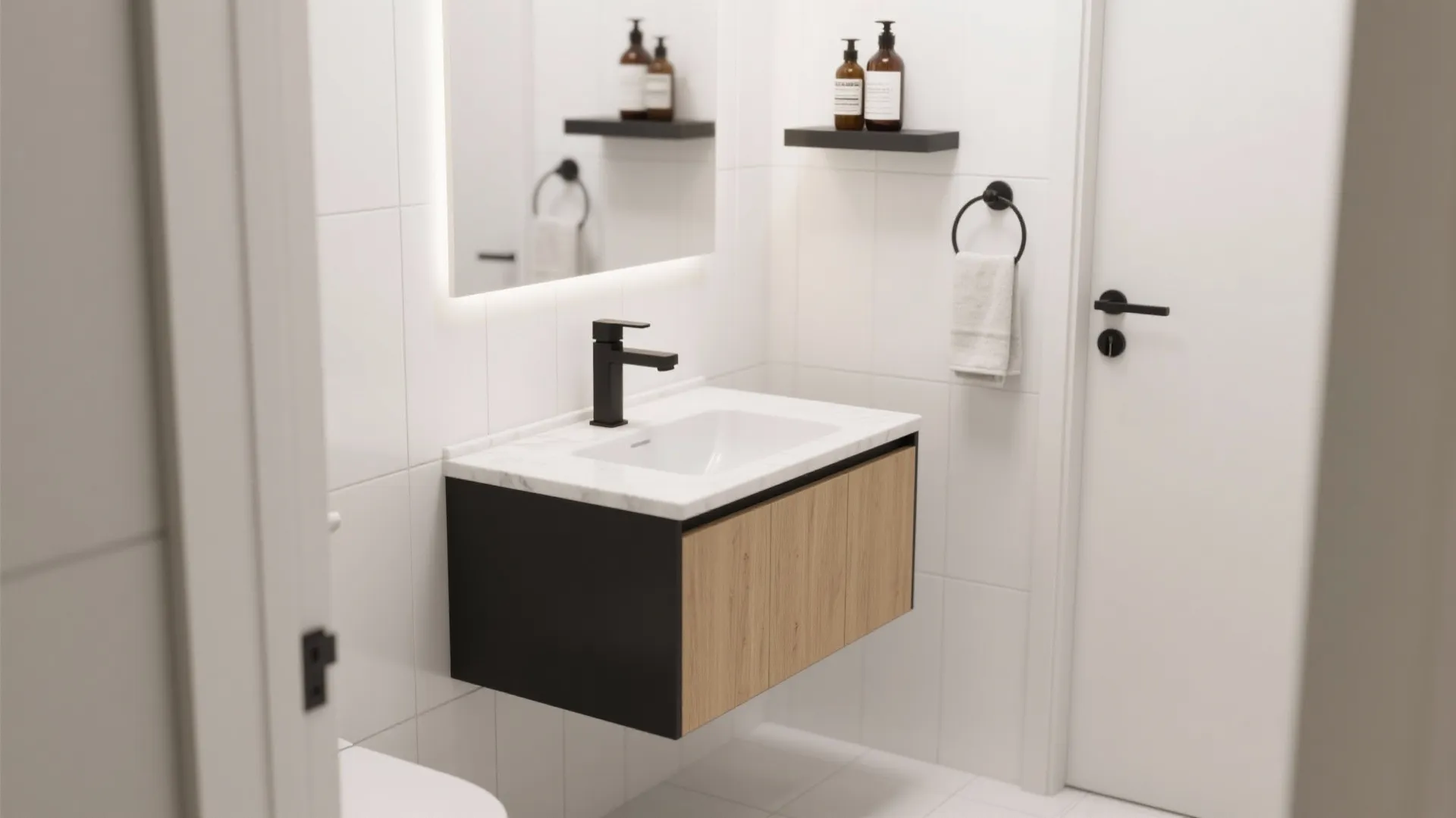 Slim-Depth Vanity (18–20 Inches) for Narrow Bathrooms