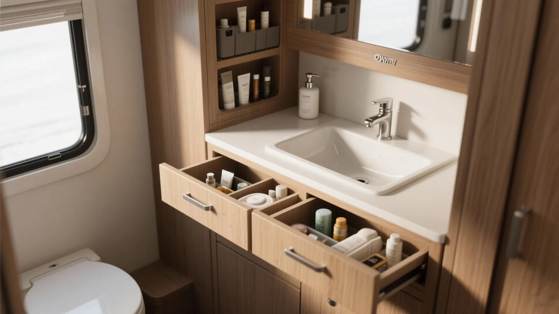 3. Slim Vanity with Drawer Storage